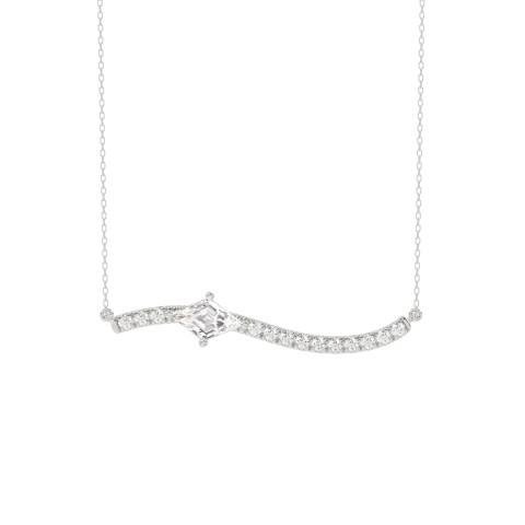 14K WHITE GOLD 3/4CT ROUND/LOZELGE DIAMOND LADIES NECKLACE