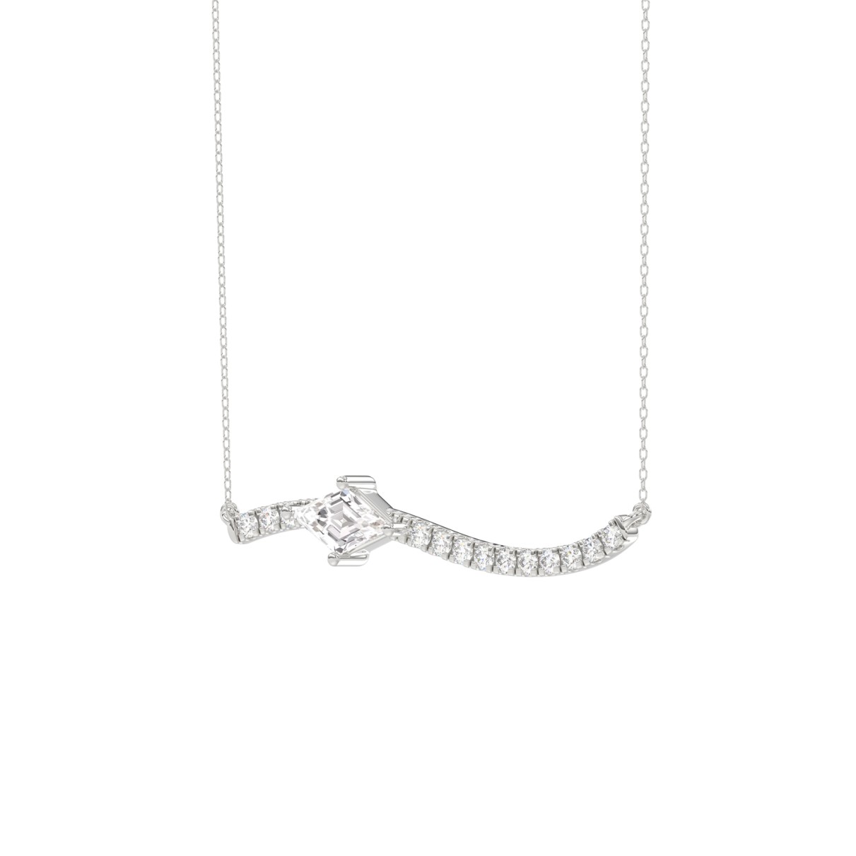 14K WHITE GOLD 3/4CT ROUND/LOZELGE DIAMOND LADIES NECKLACE