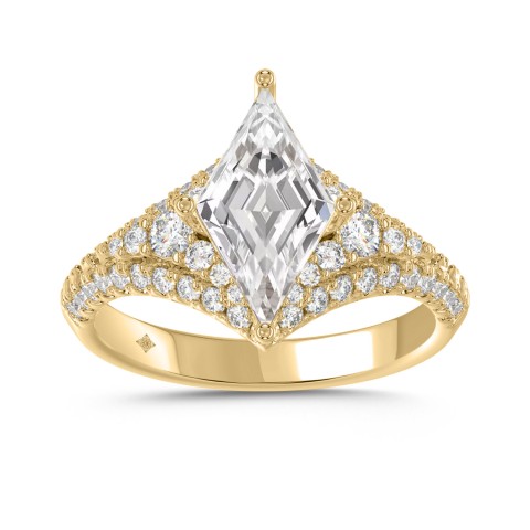 14K YELLOW GOLD 2 3/4CT ROUND/LOZENGE DIAMOND LADIES RING (LOZENGE STUP CUT 2CT)
