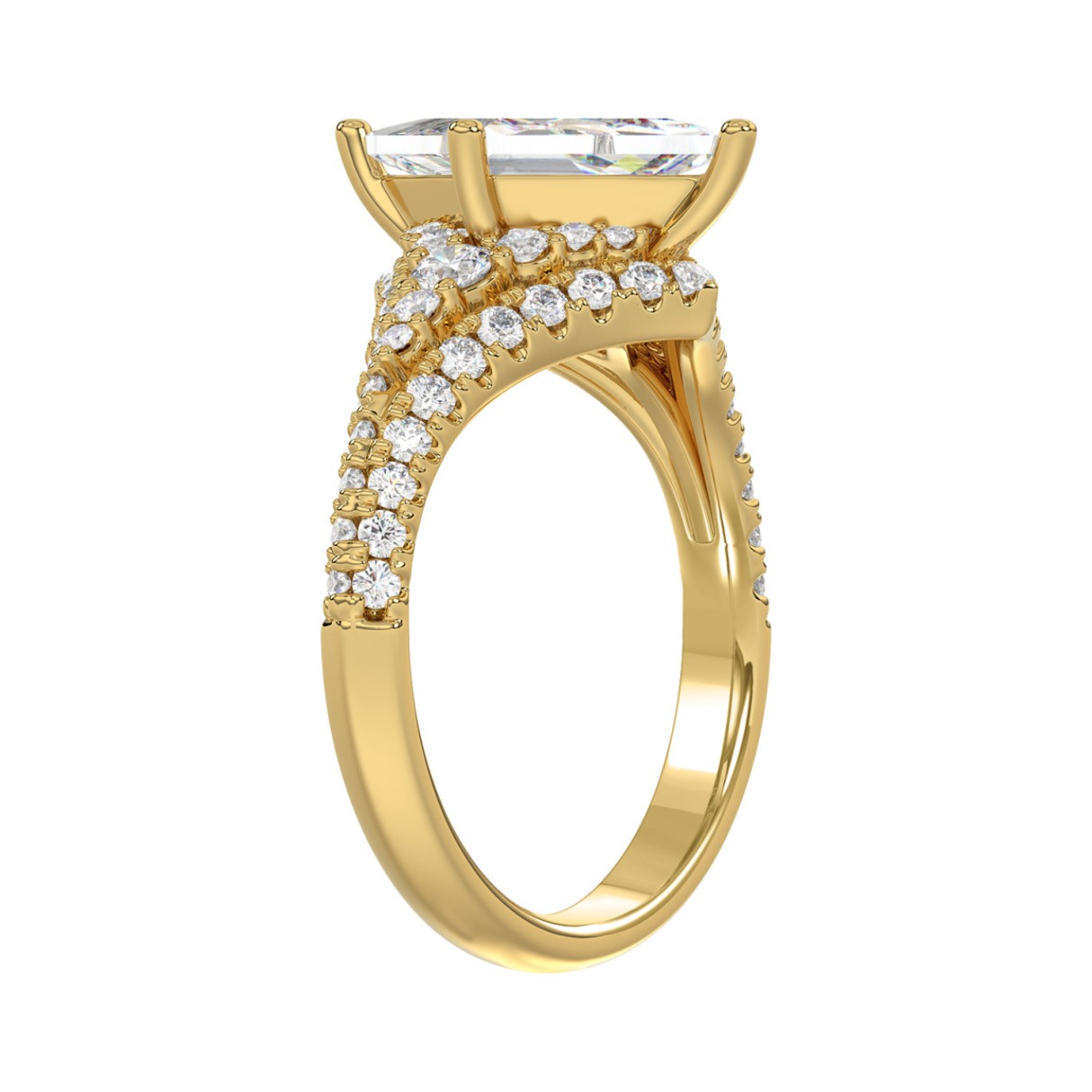 14K YELLOW GOLD 2 3/4CT ROUND/LOZENGE DIAMOND LADIES RING (LOZENGE STUP CUT 2CT)