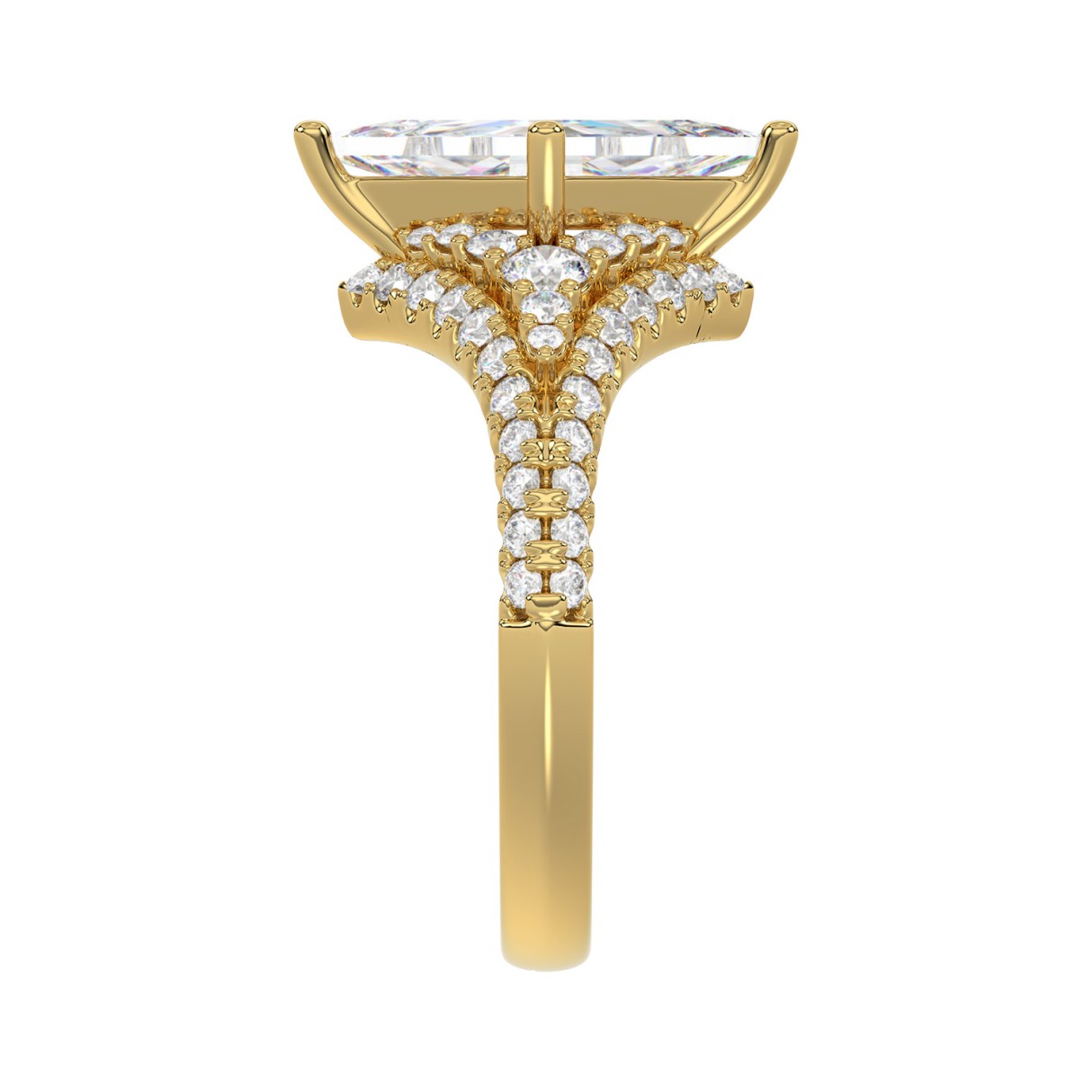 14K YELLOW GOLD 2 3/4CT ROUND/LOZENGE DIAMOND LADIES RING (LOZENGE STUP CUT 2CT)