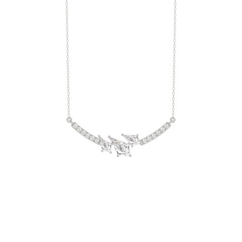 14K WHITE GOLD 3/4CT ROUND/KITE STEP CUT DIAMOND LADIES NECKLACE