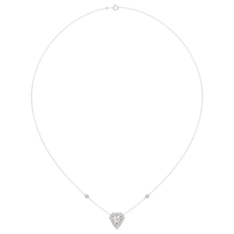 14K WHITE GOLD 1 1/2CT ROUND/SHIELD STEP CUT DIAMOND LADIES NECKLACE