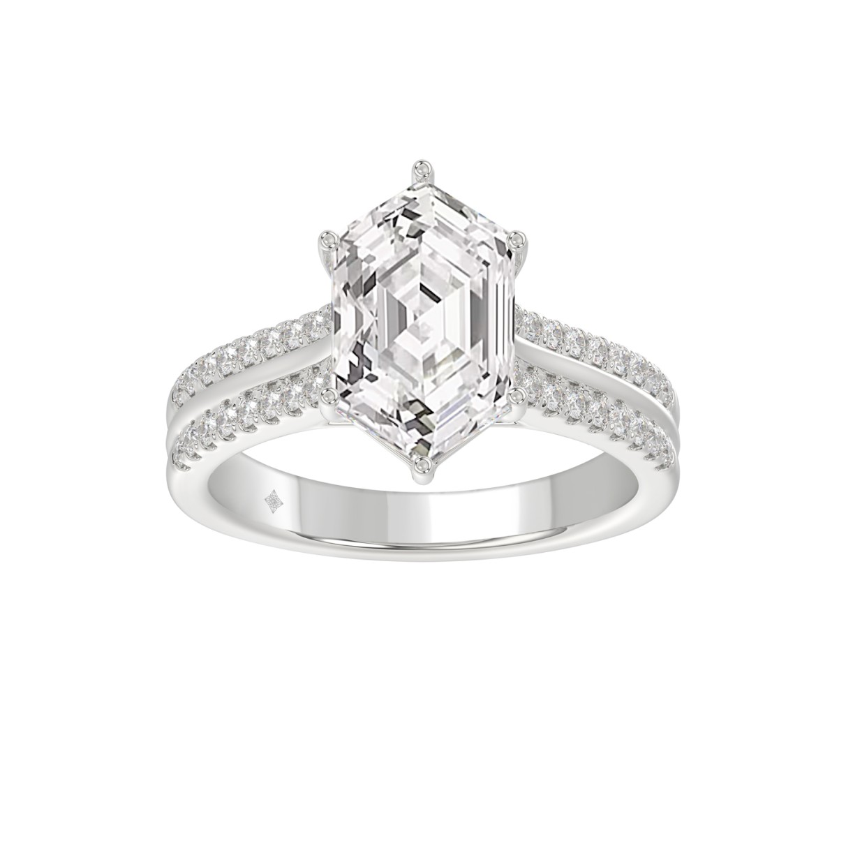 14K WHITE GOLD 3 1/4CT ROUND/HEXAGON DIAMOND LADIE...