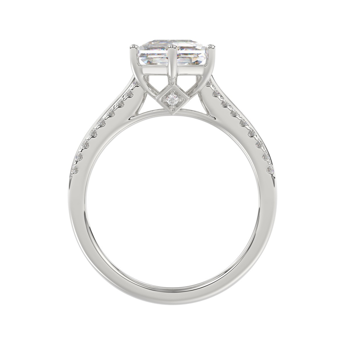 14K WHITE GOLD 3 1/4CT ROUND/HEXAGON DIAMOND LADIES RING (CENTER STONE HEXAGON STEP CUT DIAMOND 3CT