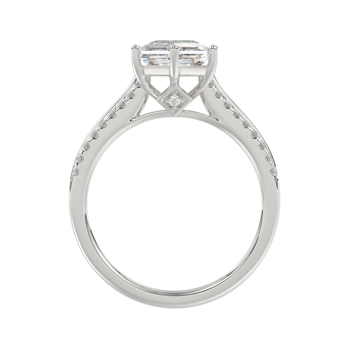 14K WHITE GOLD 3 1/4CT ROUND/HEXAGON DIAMOND LADIES RING (CENTER STONE HEXAGON STEP CUT DIAMOND 3CT