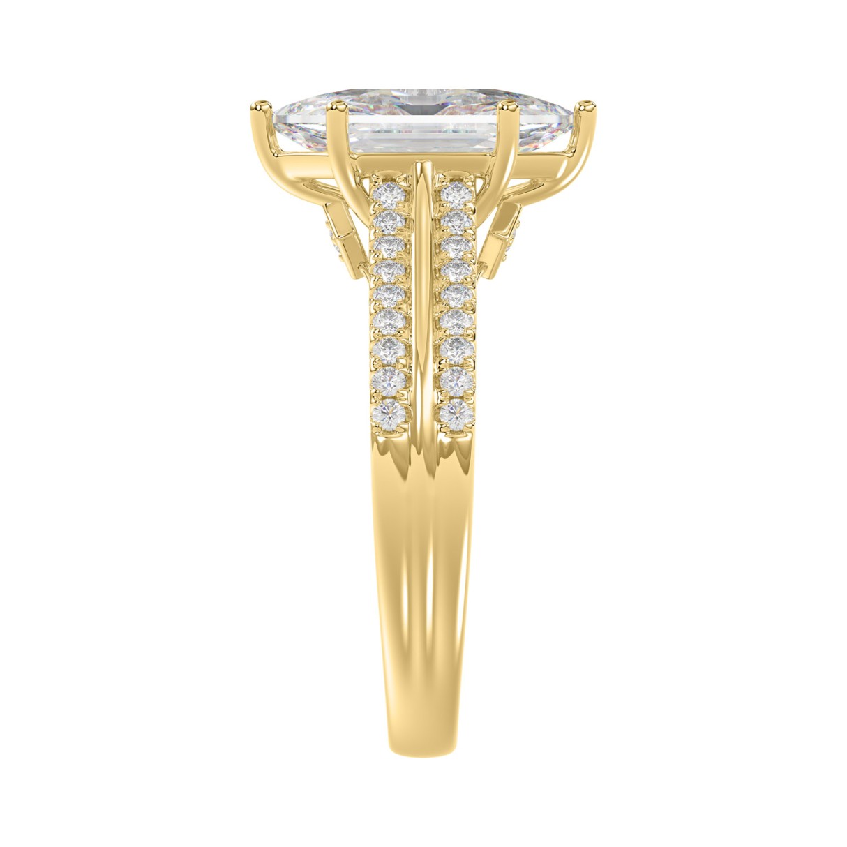 14K YELLOW GOLD 3 1/4CT ROUND/HEXAGON DIAMOND LADIES RING