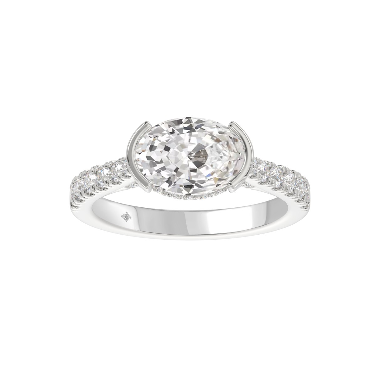 14K WHITE GOLD 2 1/2CT ROUND/OVAL DIAMOND LADIES R...