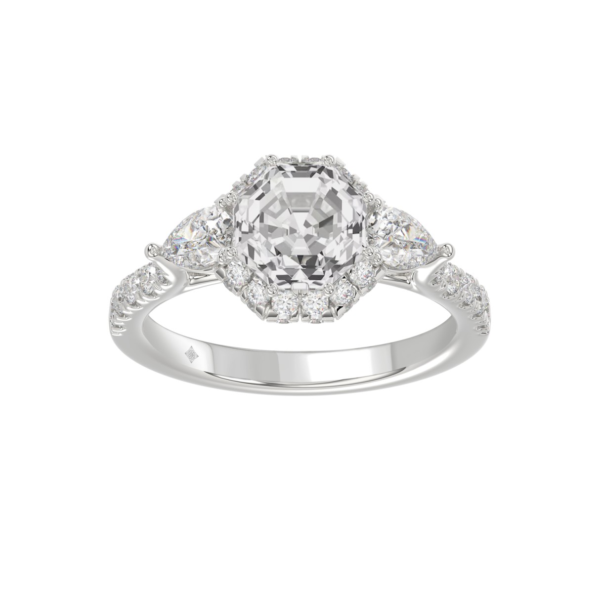 14K WHITE GOLD 2.00CT ROUND/PEAR/OCTAGON STEP CUT ...