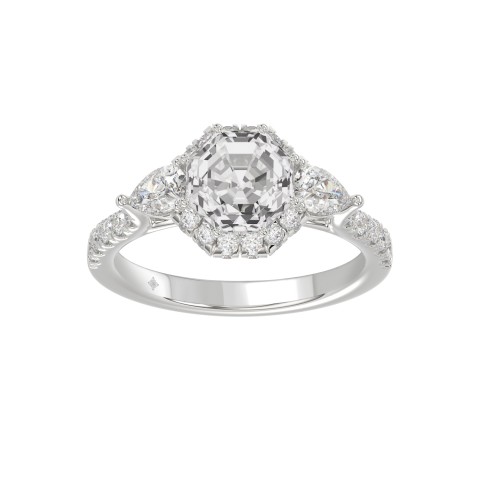 14K WHITE GOLD 2.00CT ROUND/PEAR/OCTAGON STEP CUT DIAMOND LADIES RING