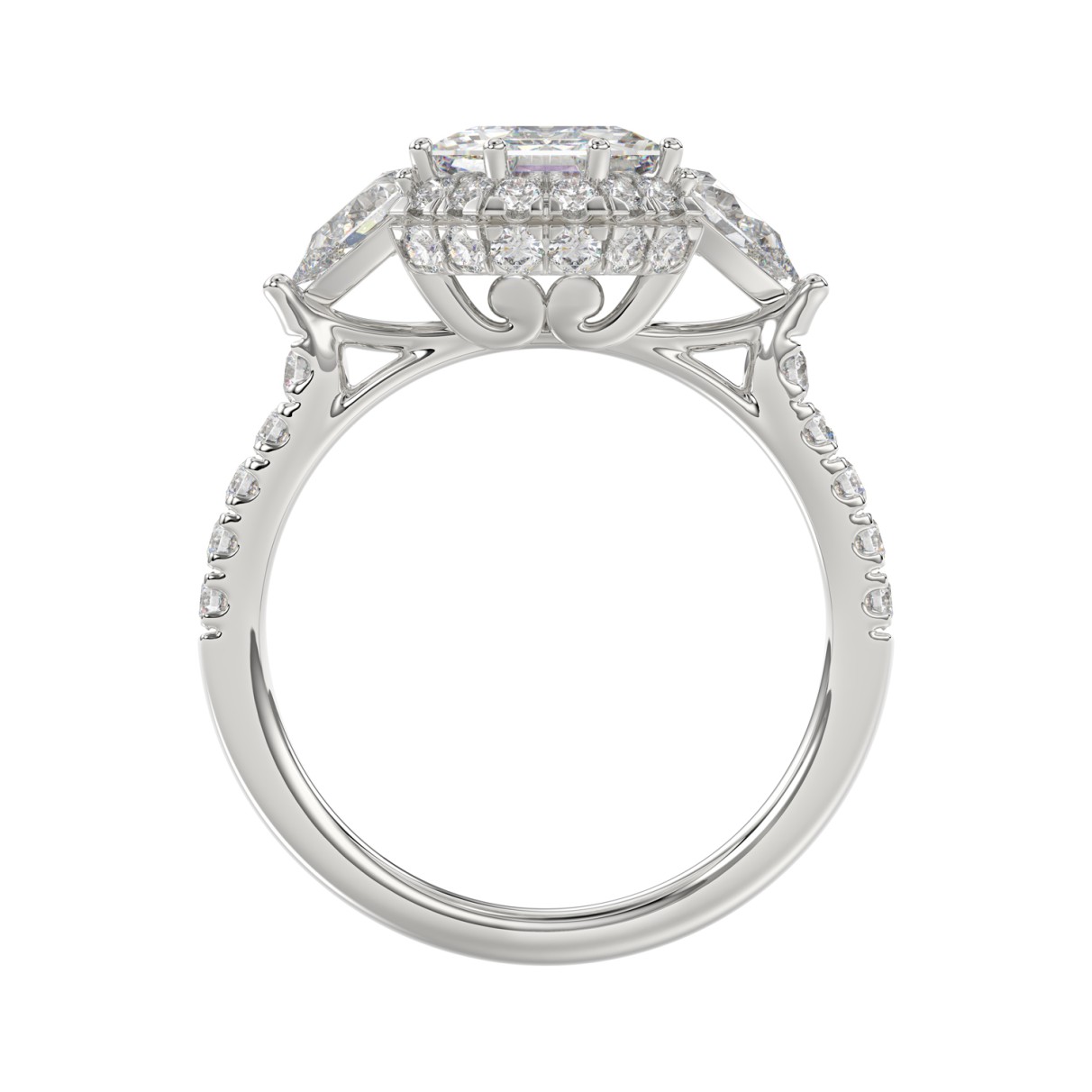 14K WHITE GOLD 2.00CT ROUND/PEAR/OCTAGON STEP CUT DIAMOND LADIES RING