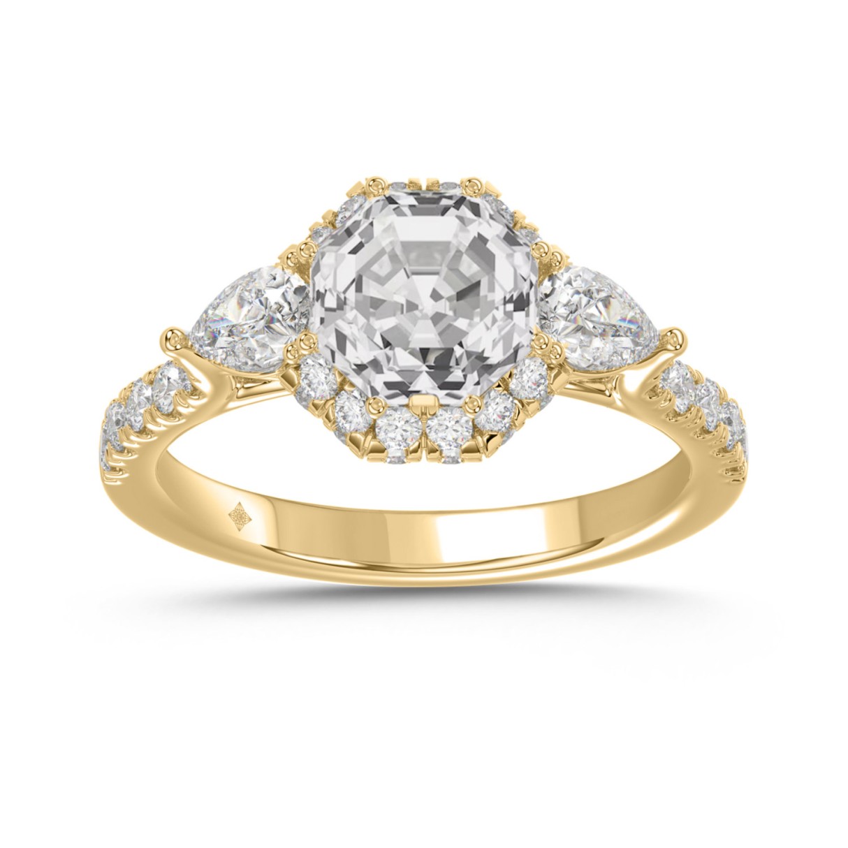 14K YELLOW GOLD 3.00CT ROUND/PEAR/OCTAGON STEP CUT...