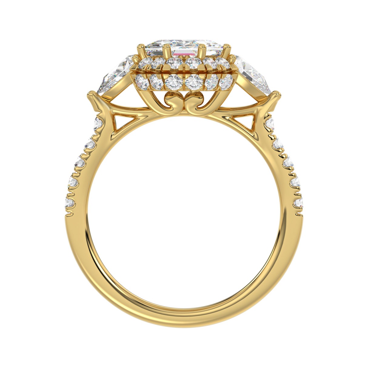 14K YELLOW GOLD 3.00CT ROUND/PEAR/OCTAGON STEP CUT DIAMOND LADIES RING