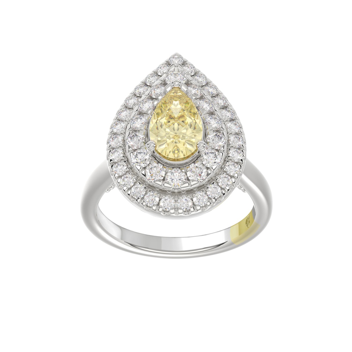 14K WHITE GOLD 2 1/2CT ROUND/PEAR DIAMOND LADIES R...