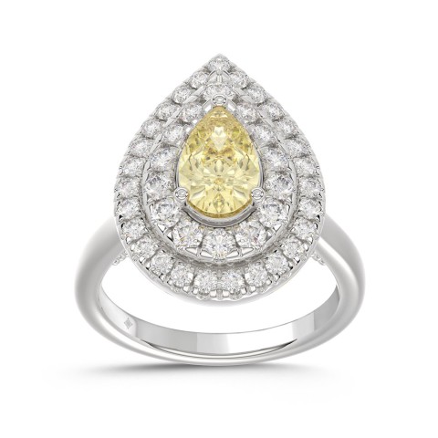 14K WHITE GOLD 2 1/2CT ROUND/YELLOW PEAR DIAMOND LADIES RING 14K WHITE GOLD 2 1/2CT ROUND/YELLOW PEAR DIAMOND LADIES RING