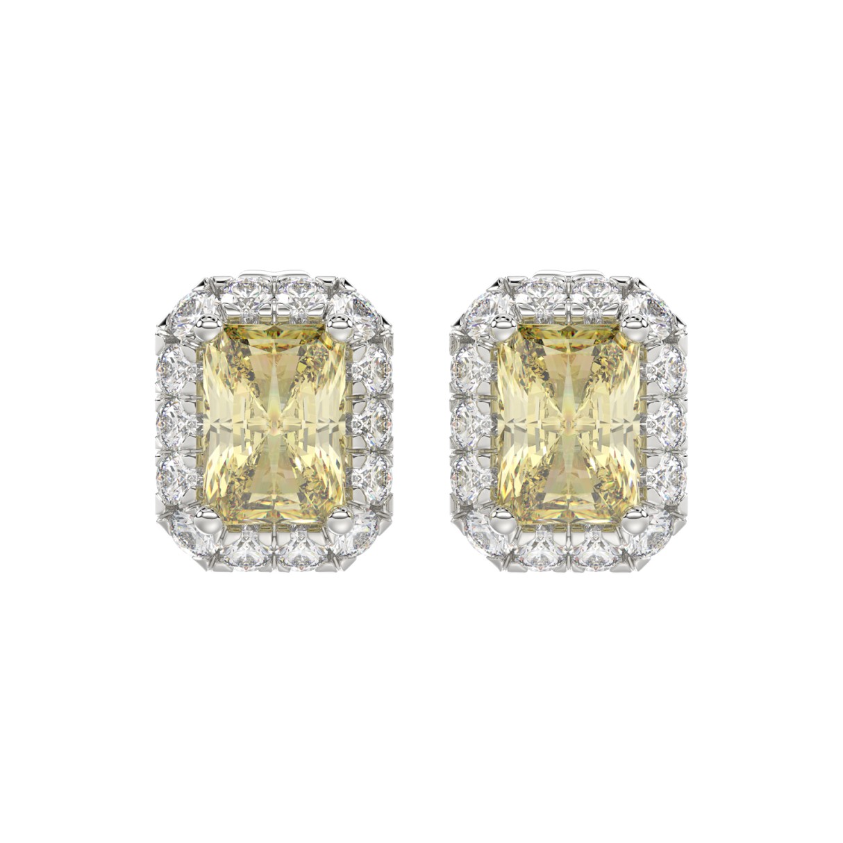 14K WHITE GOLD 1 1/4CT ROUND/YELLOW EMERALD DIAMON...