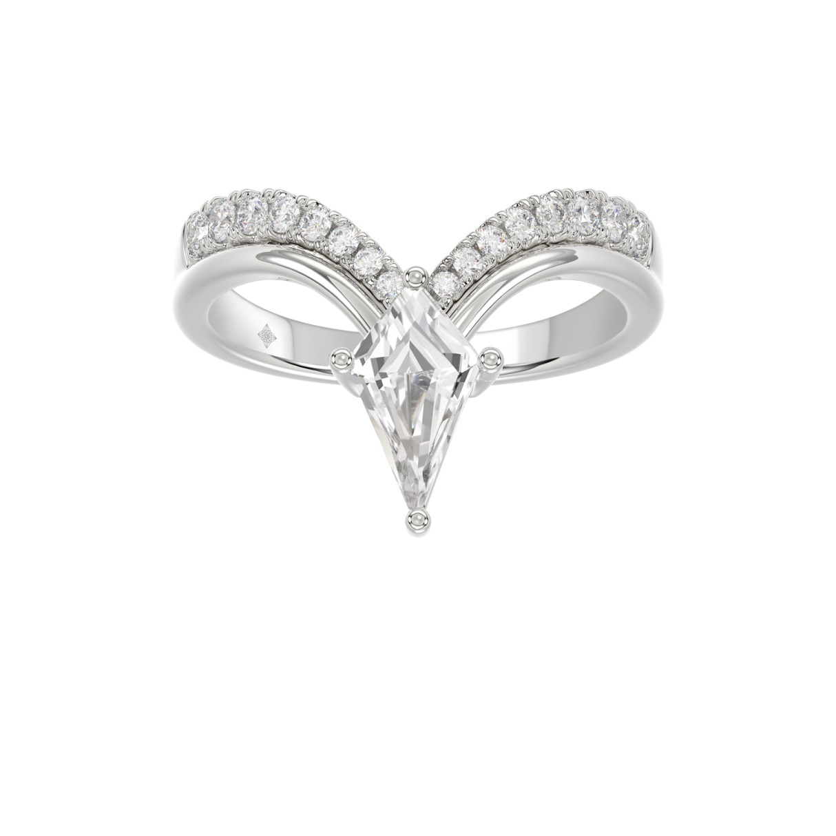 14K WHITE GOLD 1 1/4CT ROUND/KITE STEP CUT DIAMOND...