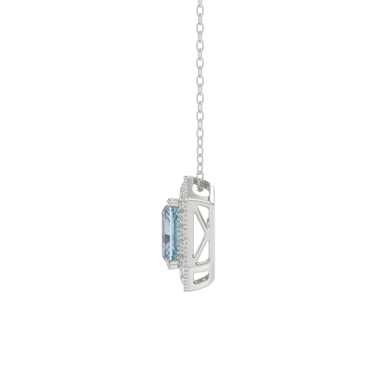 14K WHITE GOLD 1 1/4CT ROUND/BLUE EMERALD DIAMOND LADIES PENDANT WITH CHAIN (BLUE EMERALD DIAMOND 1.00CT)