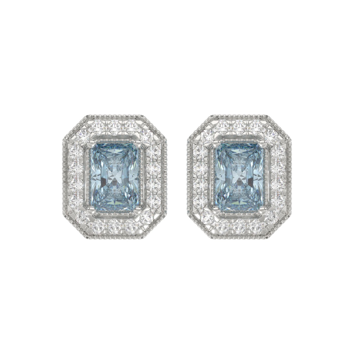 14K WHITE GOLD 1 1/4CT ROUND/BLUE RADIANT DIAMOND ...