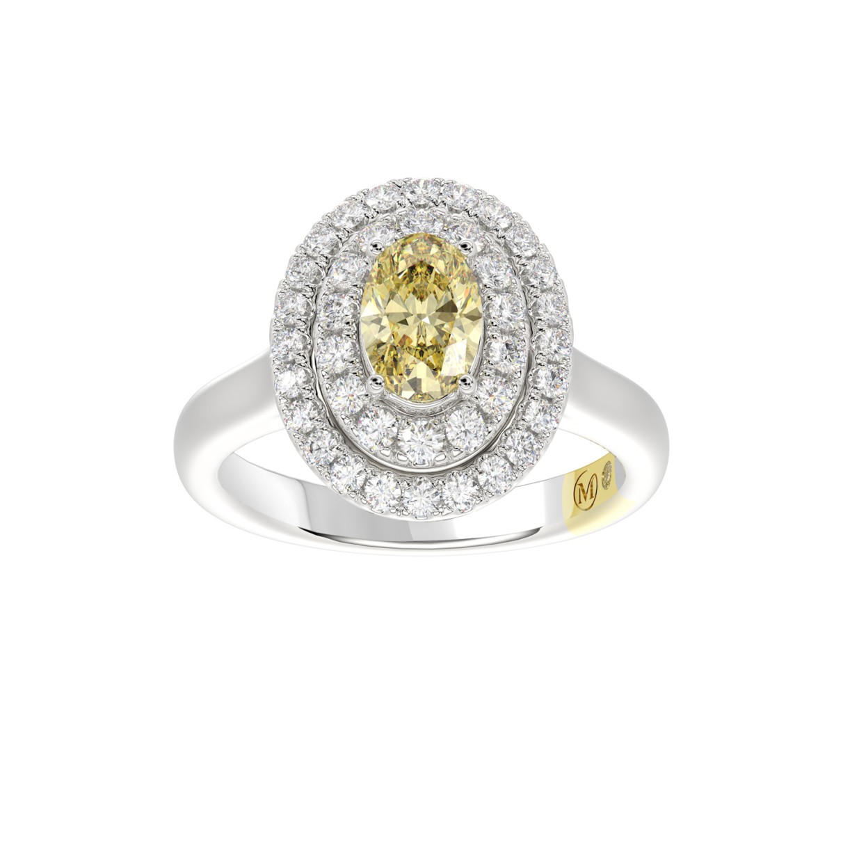 14K WHITE GOLD CRAFTED WITH 18K YELLOW GOLD SHANK ...