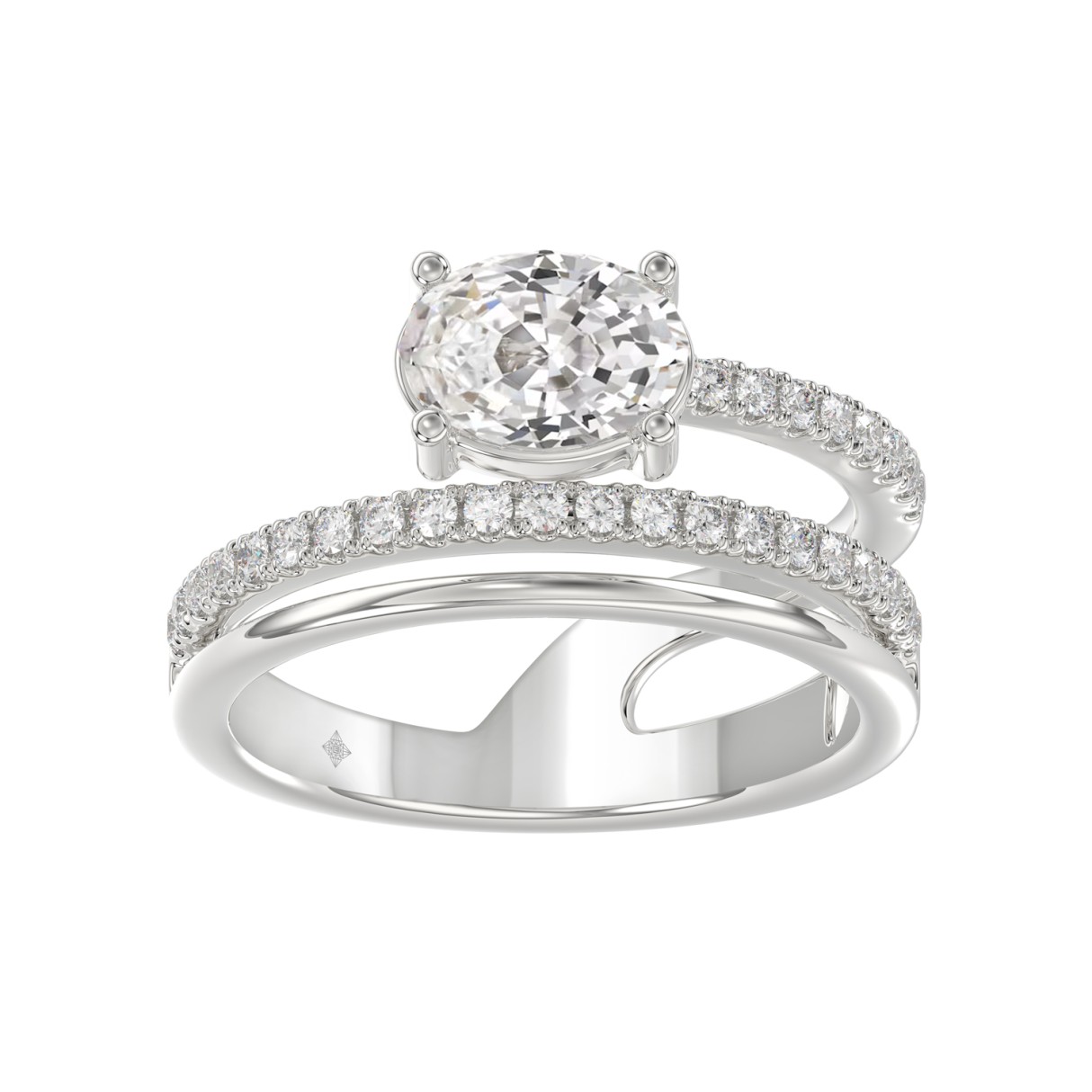 14K WHITE GOLD 1 1/4CT ROUND/OVAL DIAMOND LADIES R...