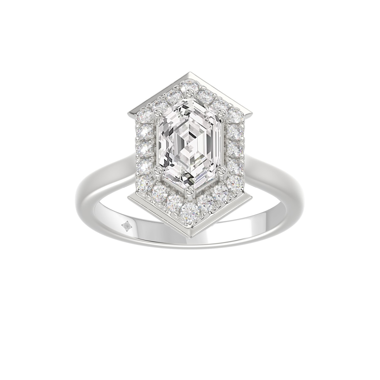 14K WHITE GOLD 1 1/4CT ROUND/HEXAGON DIAMOND LADIE...