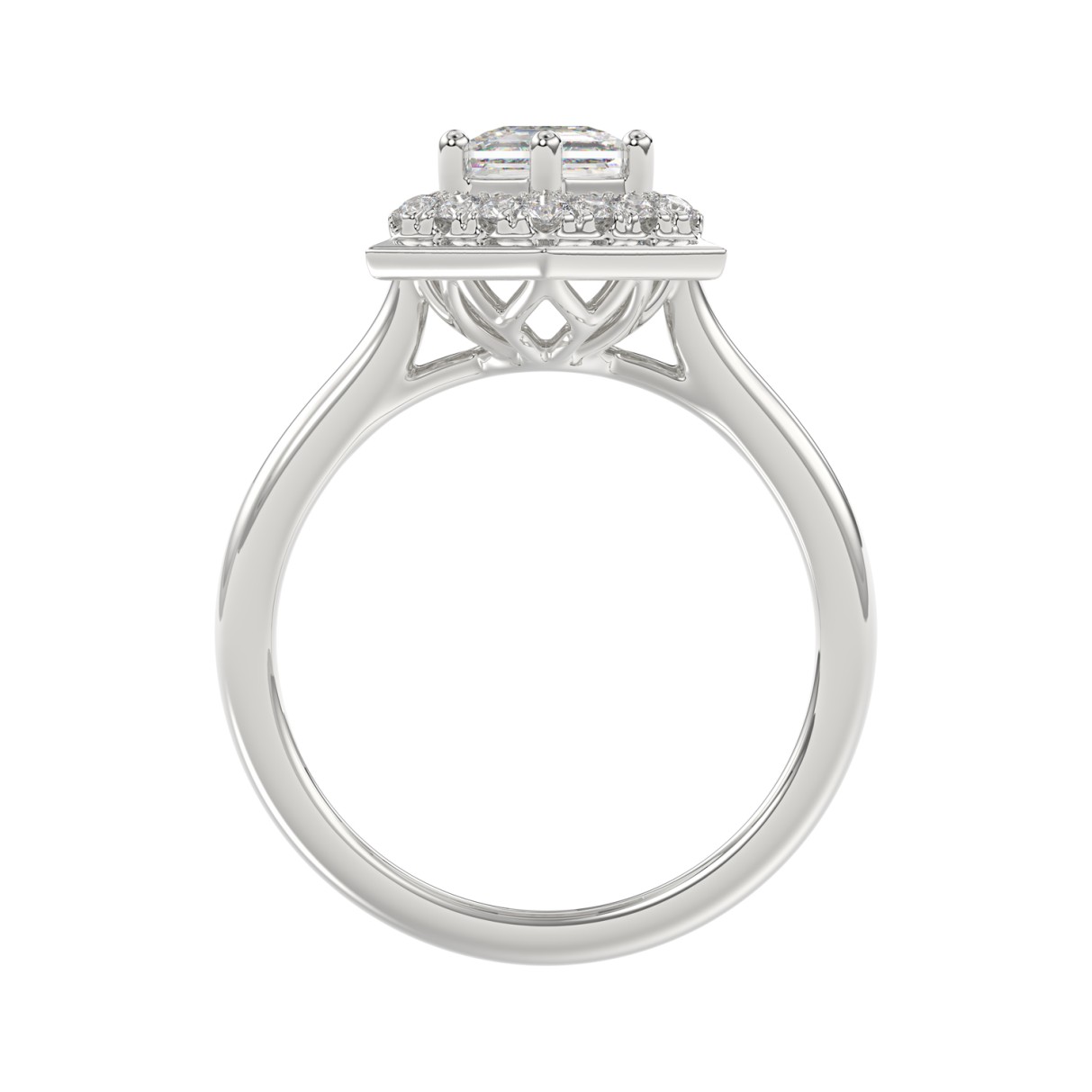 14K WHITE GOLD 1 1/4CT ROUND/HEXAGON DIAMOND LADIES RING