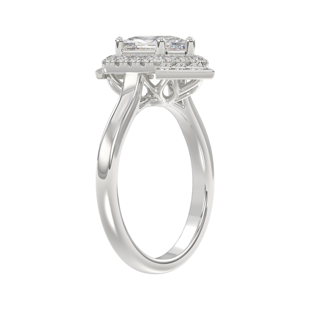 14K WHITE GOLD 1 1/4CT ROUND/HEXAGON DIAMOND LADIES RING