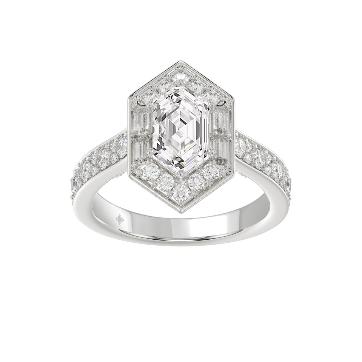 14K WHITE GOLD 2 1/4CT ROUND/HEXAGON DIAMOND LADIE...