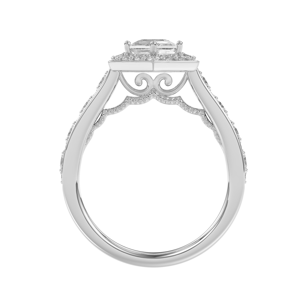 14K WHITE GOLD 2 1/4CT ROUND/HEXAGON DIAMOND LADIES RING