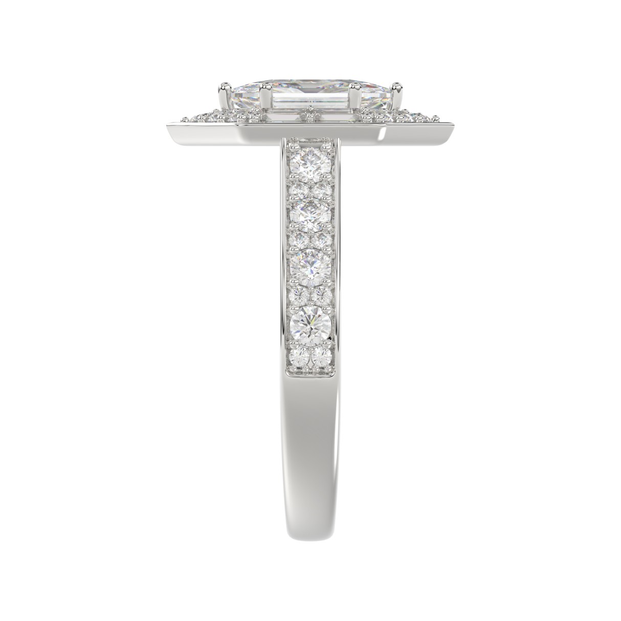 14K WHITE GOLD 2 1/4CT ROUND/HEXAGON DIAMOND LADIES RING