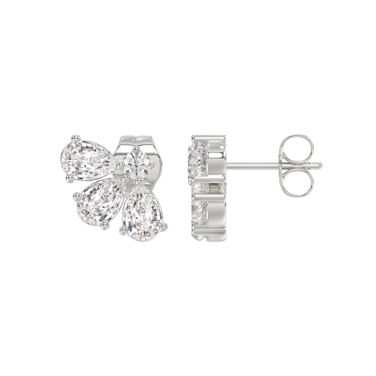 14K WHITE GOLD 1.00CT ROUND/PEAR DIAMOND LADIES EARRINGS