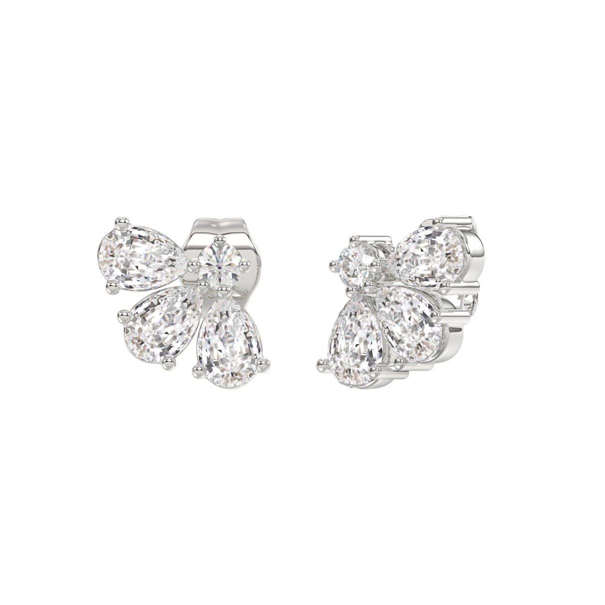 14K WHITE GOLD 1.00CT ROUND/PEAR DIAMOND LADIES EARRINGS