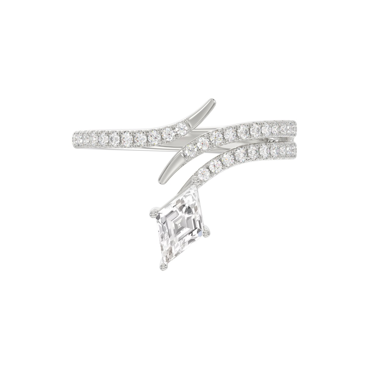 14K WHITE GOLD 1 1/4CT ROUND/LOZENGE DIAMOND LADIES RING