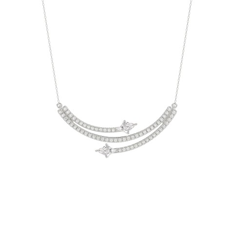 14K WHITE GOLD 1 1/2CT ROUND/LOZENGE DIAMOND LADIES NECKLACE