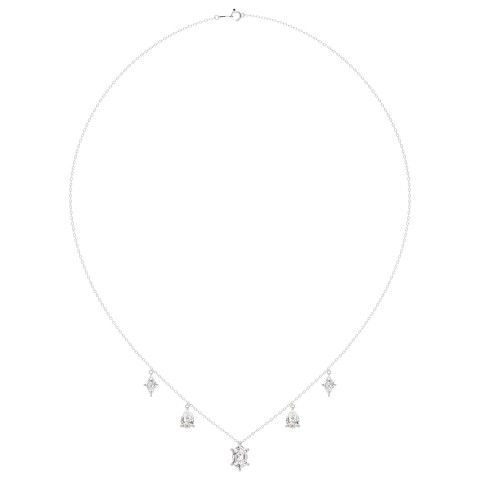 14K WHITE GOLD 3 1/2CT PEAR/HEXAGON/LOZENGE DIAMOND LADIES NECKLACE