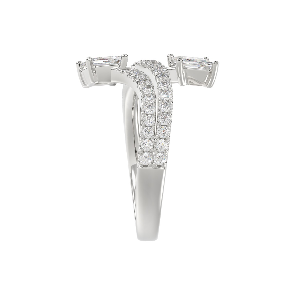 14K WHITE GOLD 1 1/2CT ROUND/LOZENGE DIAMOND LADIES RING