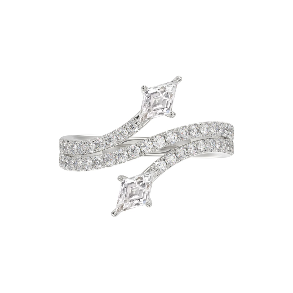 14K WHITE GOLD 1 1/2CT ROUND/LOZENGE DIAMOND LADIES RING