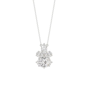14K WHITE GOLD 1 1/2CT MARQUISE/PEAR/OVAL DIAMOND LADIIES PENDANT WITH CHAIN
