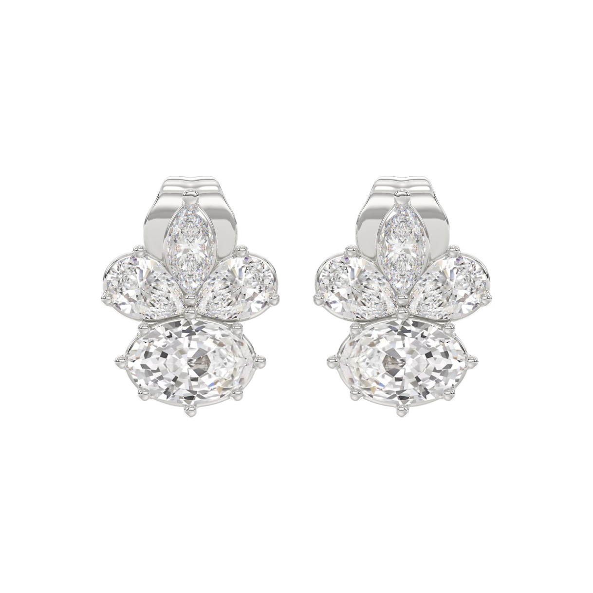 14K WHITE GOLD 1 3/4CT MARQUISE/PEAR/OVAL DIAMOND LADIES EARRINGS