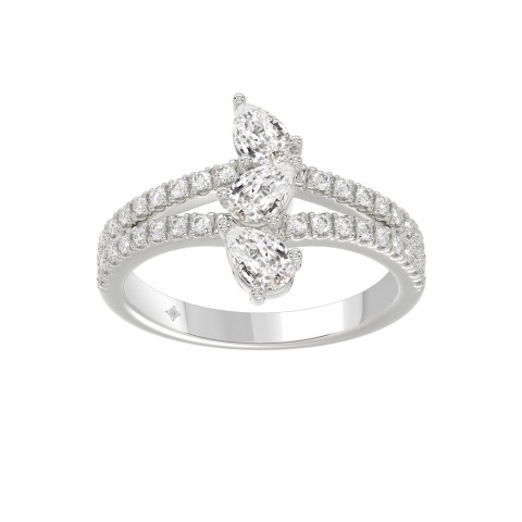 14K WHITE GOLD 1.00CT ROUND/PEAR DIAMOND LADIES RING