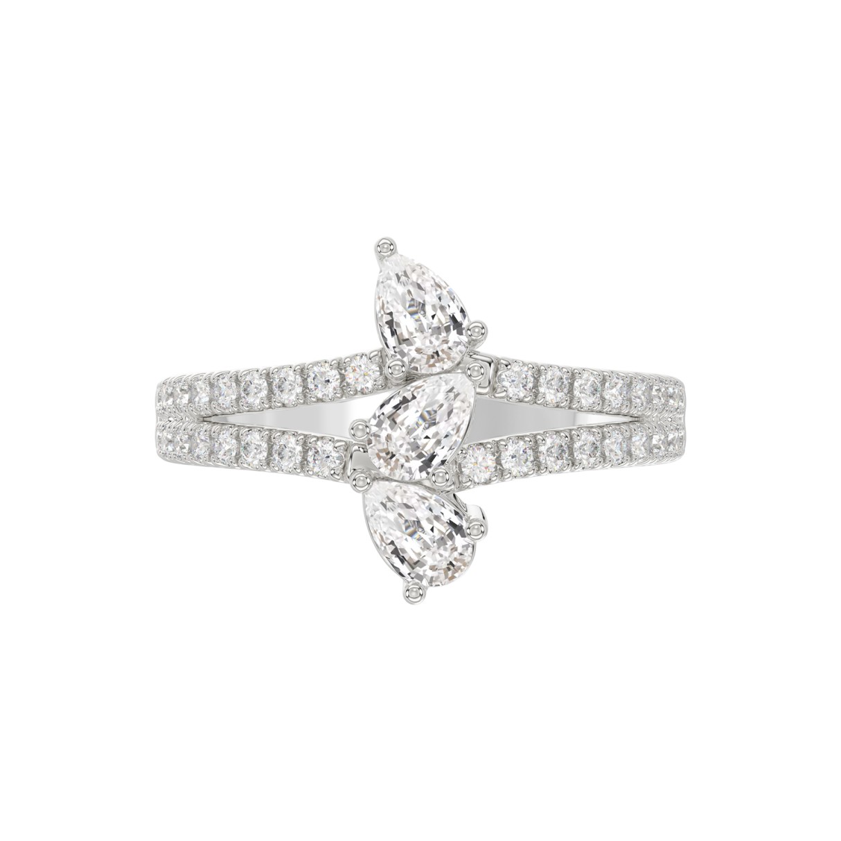 14K WHITE GOLD 1.00CT ROUND/PEAR DIAMOND LADIES RING