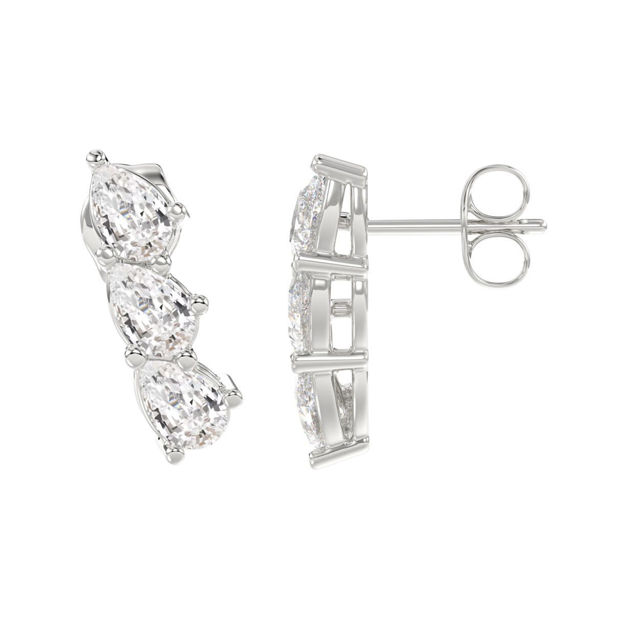 14K WHITE GOLD 1 1/5CT PEAR DIAMOND LADIES EARRINGS