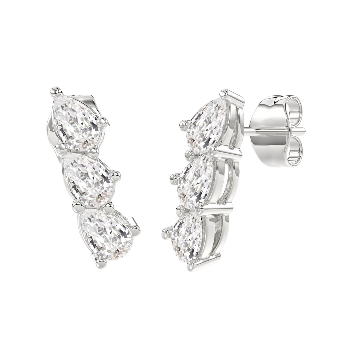 14K WHITE GOLD 1 1/5CT PEAR DIAMOND LADIES EARRINGS