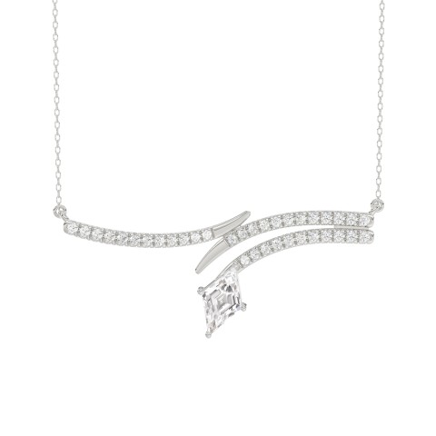 14K WHITE GOLD 1 1/4CT CT ROUND/LOZENGE DIAMOND LADIES NECKLACE