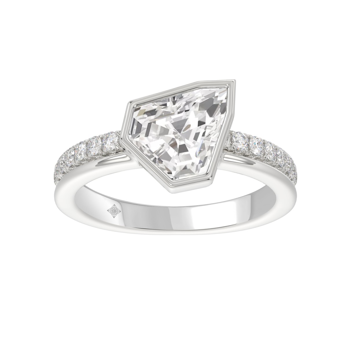 14K WHITE GOLD 1 1/4CT ROUND/SHIELD DIAMOND LADIES...