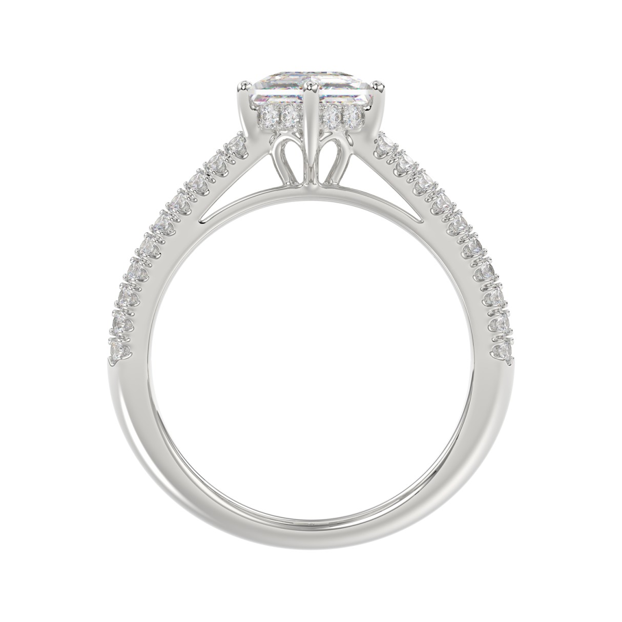 14K WHITE GOLD 3 1/2CT ROUND/BAGUETTE/HEXAGON DIAMOND LADIES RING