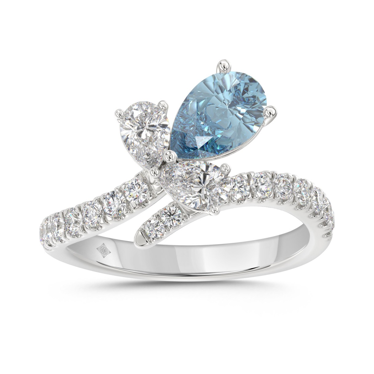 14K WHITE GOLD 1 3/4CT ROUND/PEAR/BLUE PEAR DIAMON...