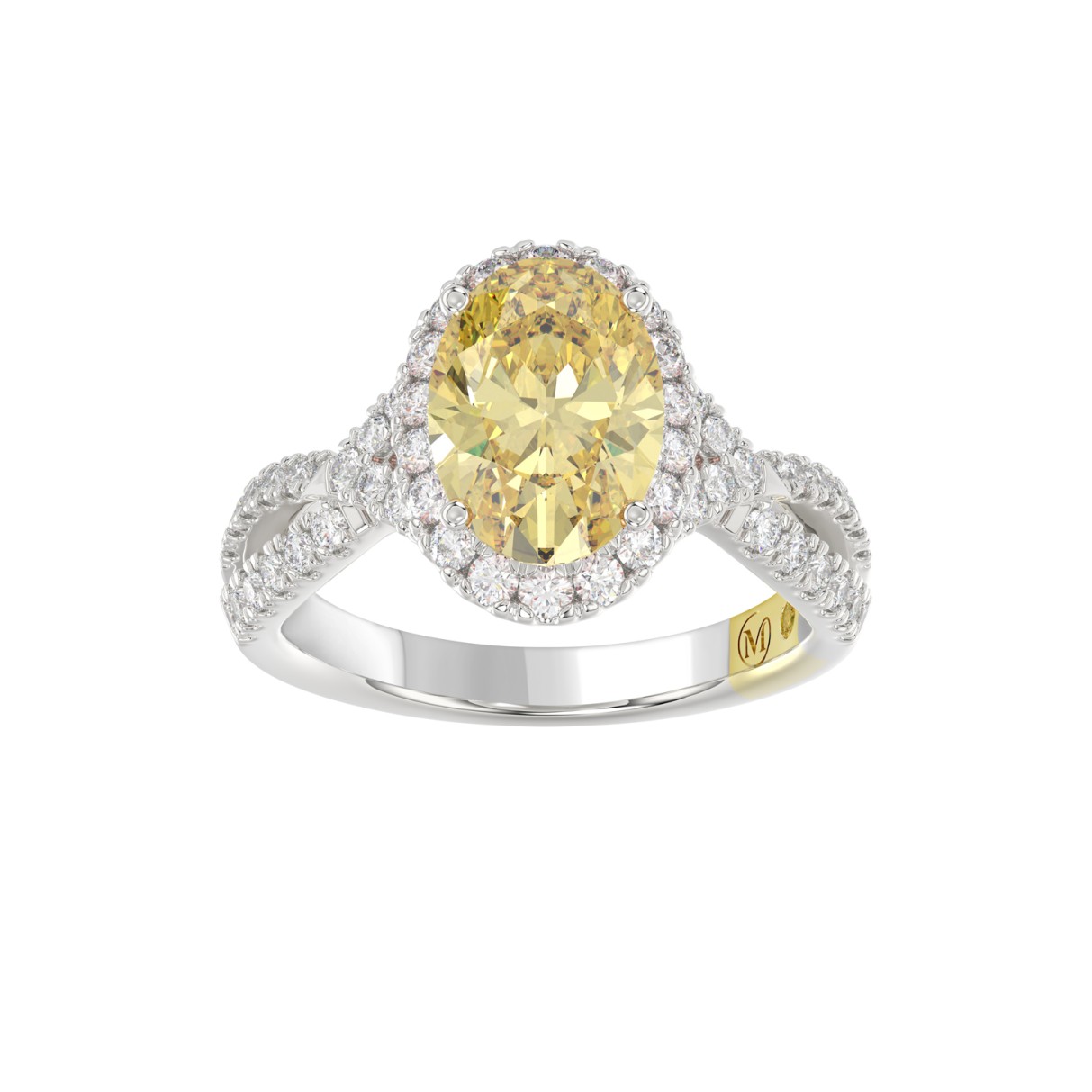 14K WHITE GOLD CRAFTED WITH 18K YELLOW GOLD SHANK ...