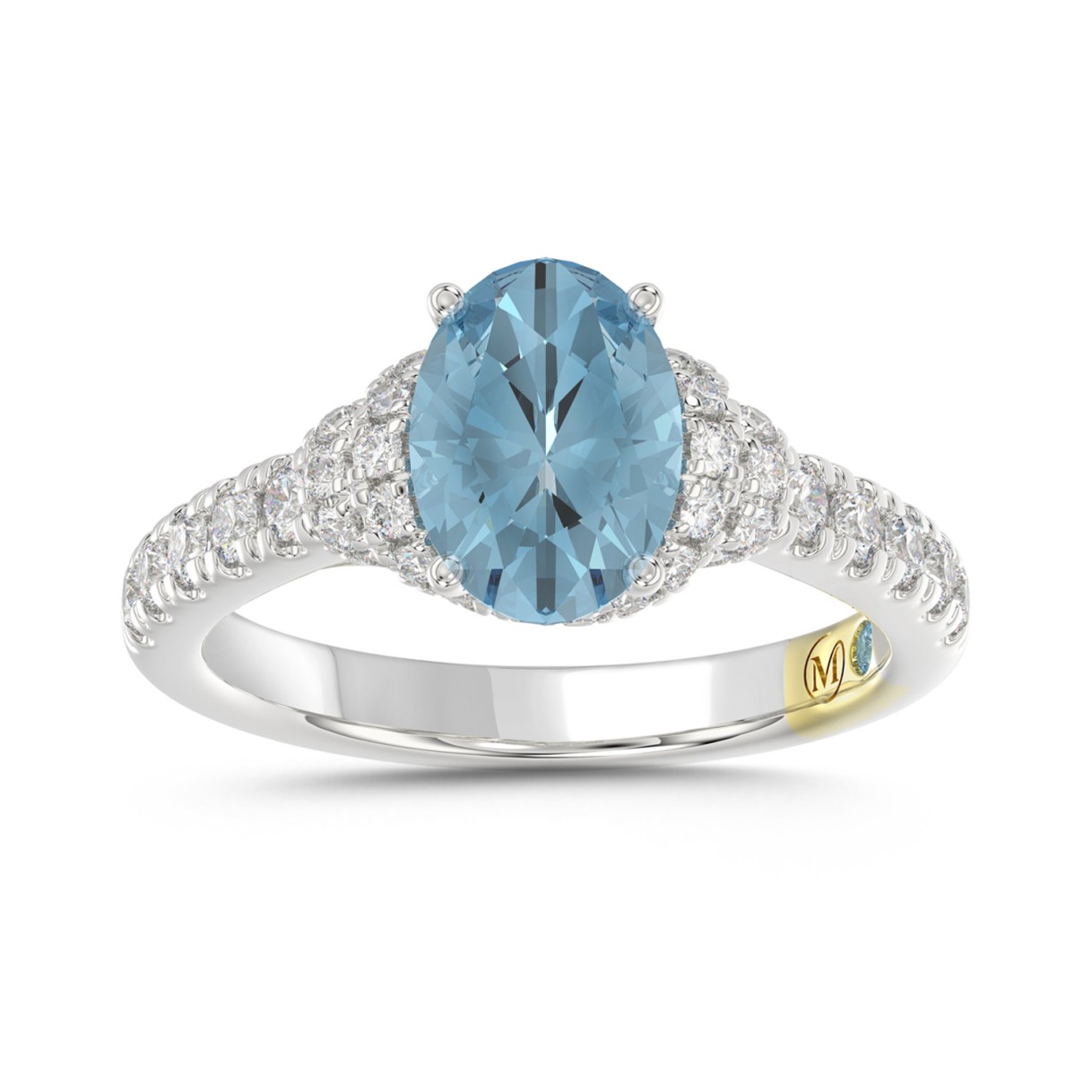 14K WHITE GOLD CRAFTED WITH 18K YELLOW GOLD SHANK ...